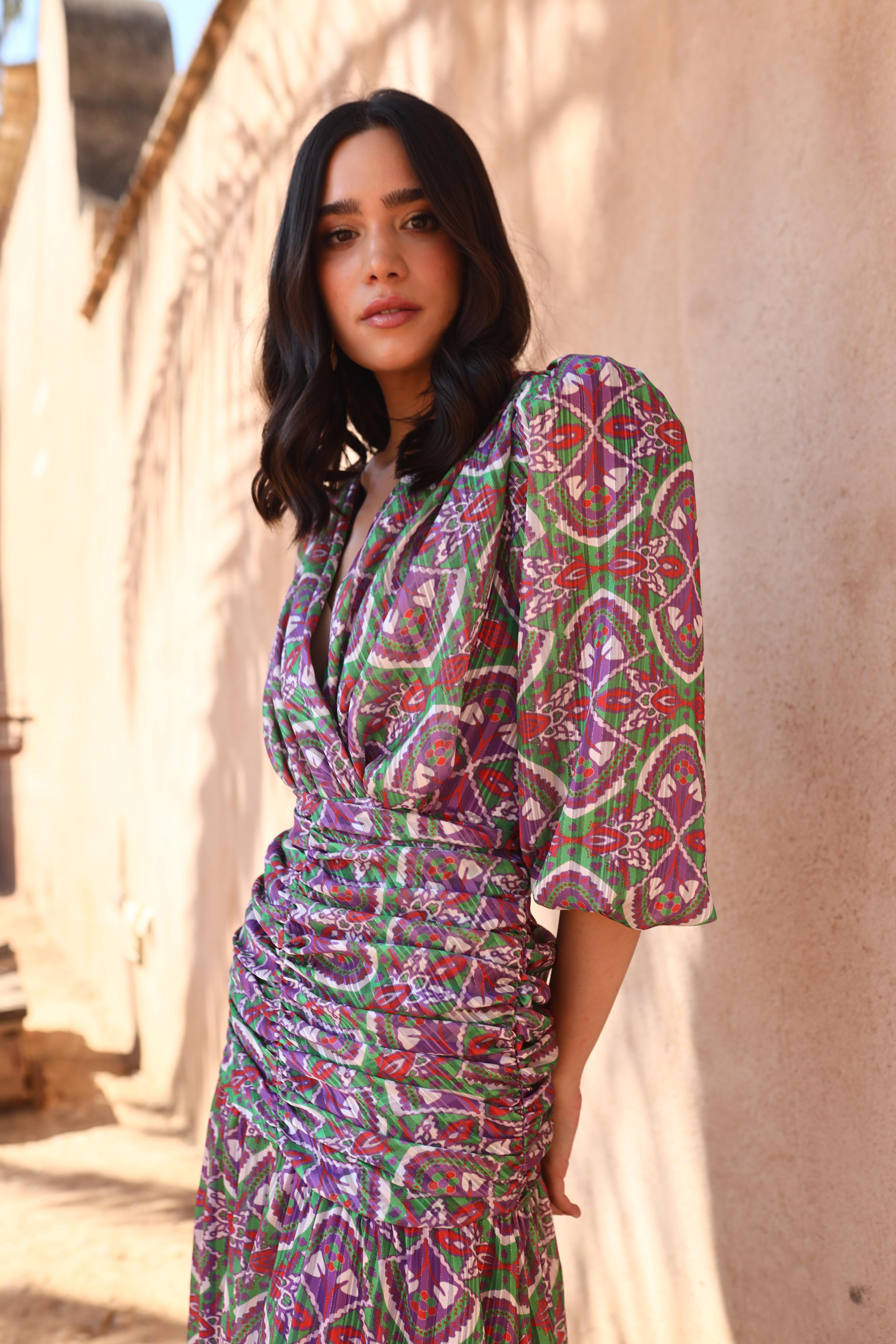 VESTIDO ROKO ESTAMPADO MORADO
