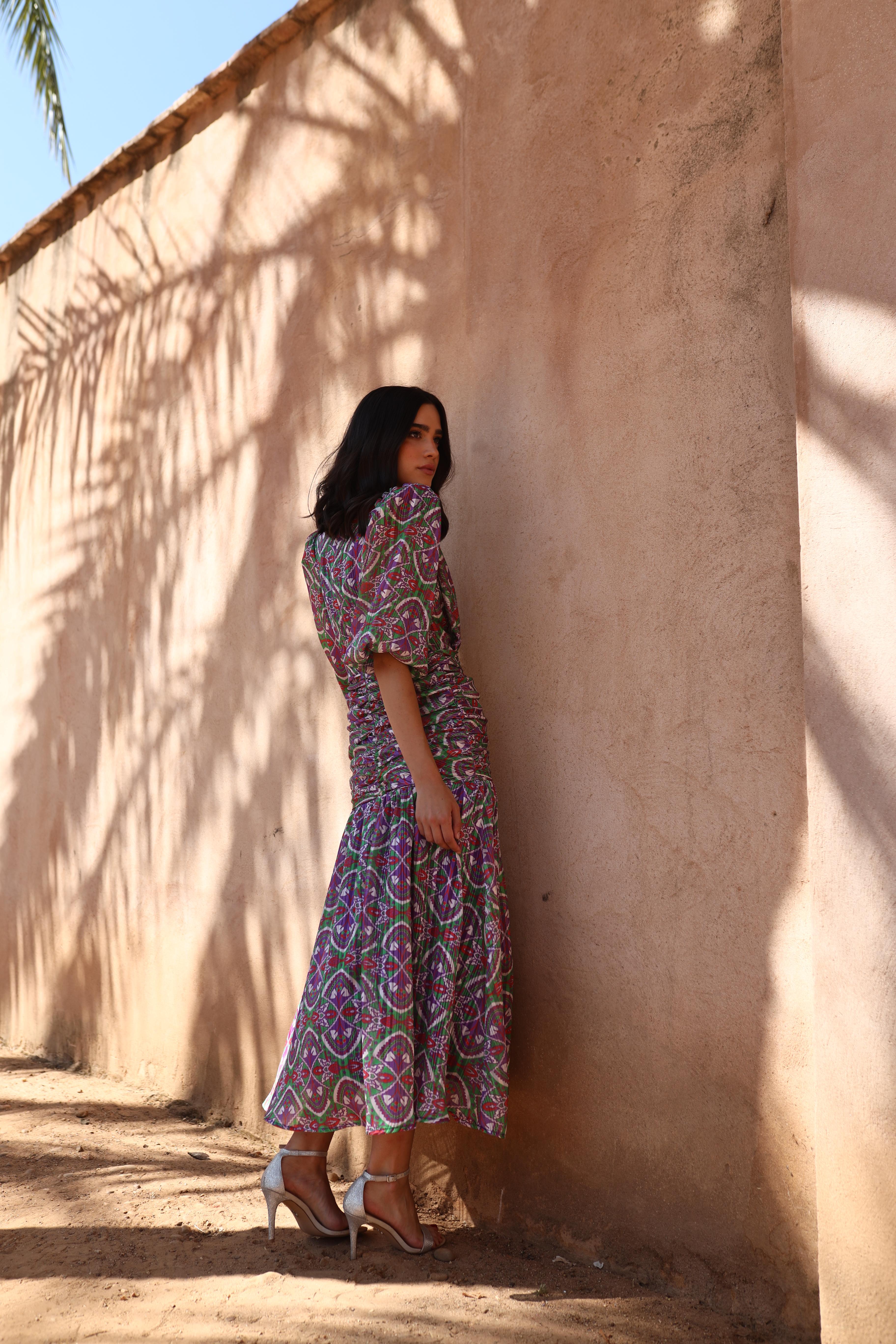 VESTIDO ROKO ESTAMPADO MORADO