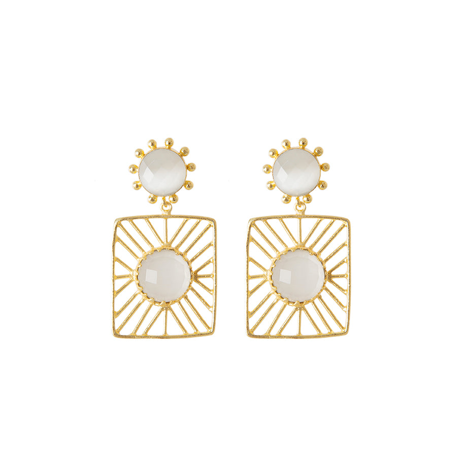 PENDIENTES DOBLE PIEDRA CON SOL